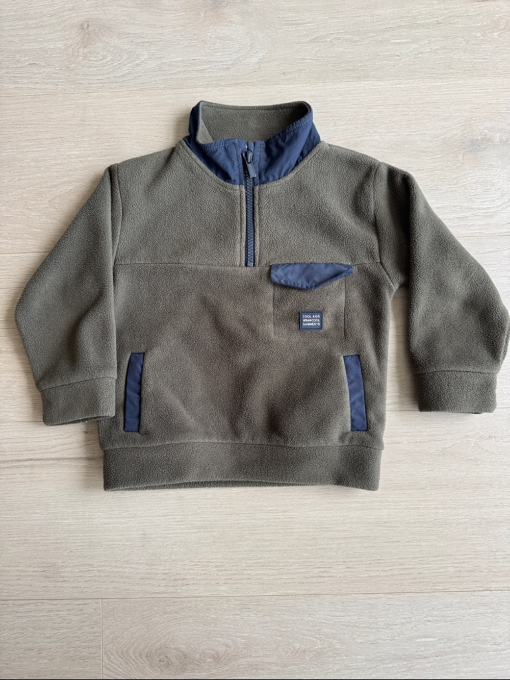 Mayoral Olive Green & Navy Fleece Pullover Hoodie